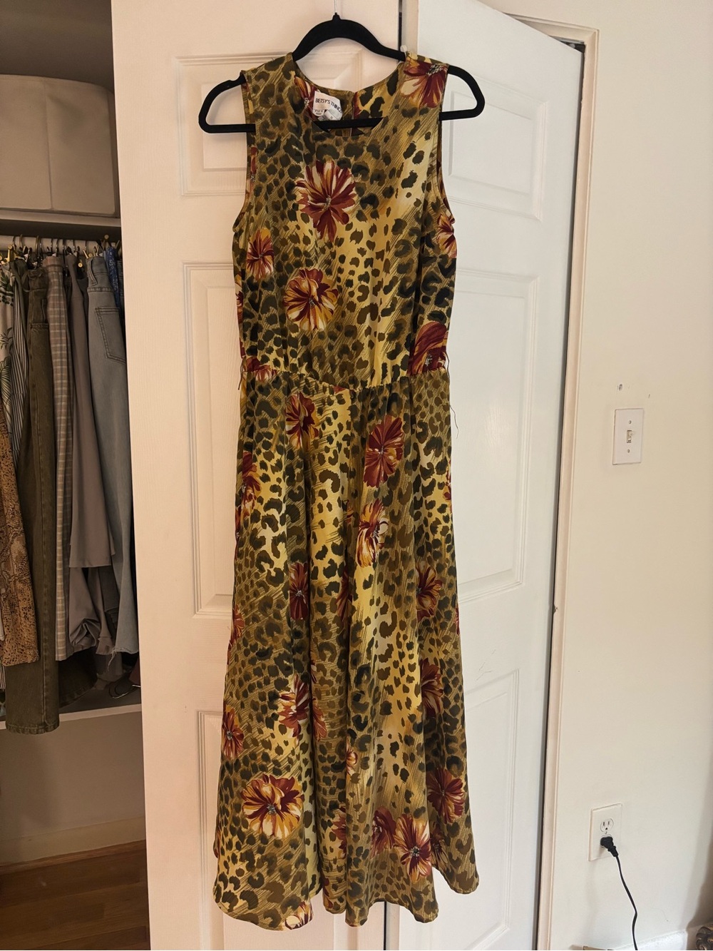 Sleeveless Floral Leopard Print Midi/Maxi Dress
